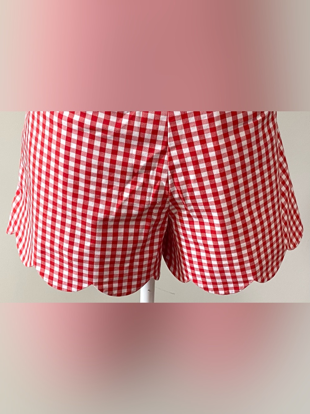 Crown&Ivy Womens 14 Red White Gingham Check Shorts Boho Fall Preppy Cottagecore - Picture 6 of 16